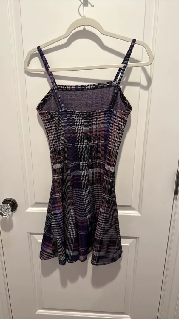 Aqua Purple Plaid Mini Dress size M - Image 3