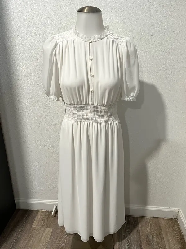 Aritzia Wilfred Daughter Dress Button-Up Puff-Sleeve Midi Dress Size XS - Image 2