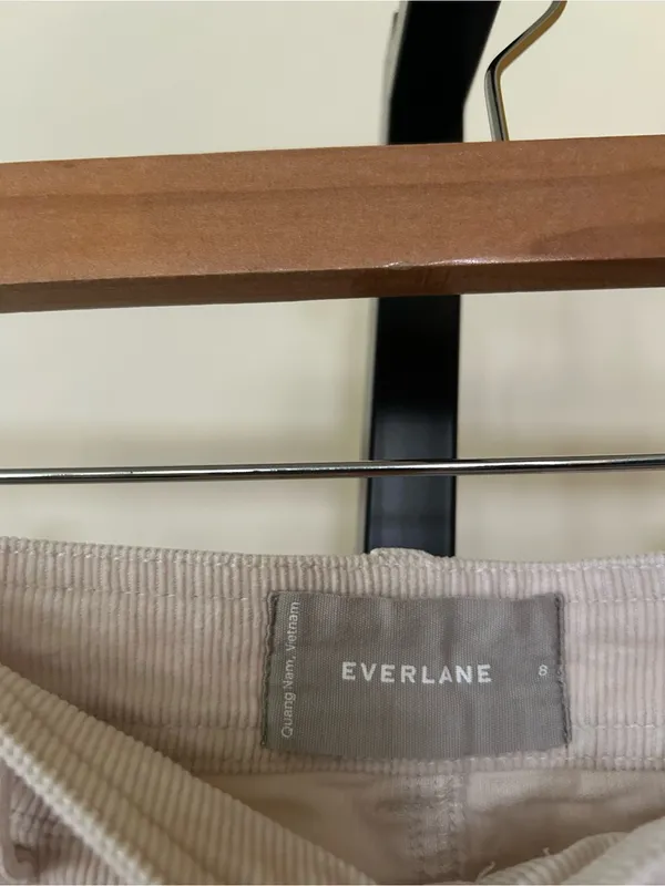 Everlane The Corduroy Wide‎ Leg Pants High Rise Relaxed Canvas Ecru Cream Size 8 - Image 6