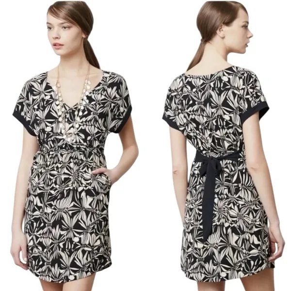 Anthropologie Postmark Sonata‎ Tie-Back Mini Dress Size Small - Image 2