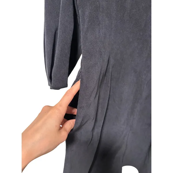 Zara Women’s Black Faux Suede Shift Dress Balloon Sleeve Back Zip Size Medium - Image 4