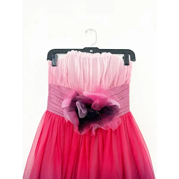 Vintage Betsey Johnson Y2K Pink Ombré Tulle Floral Strapless Mini Dress Size 4 - Image 5