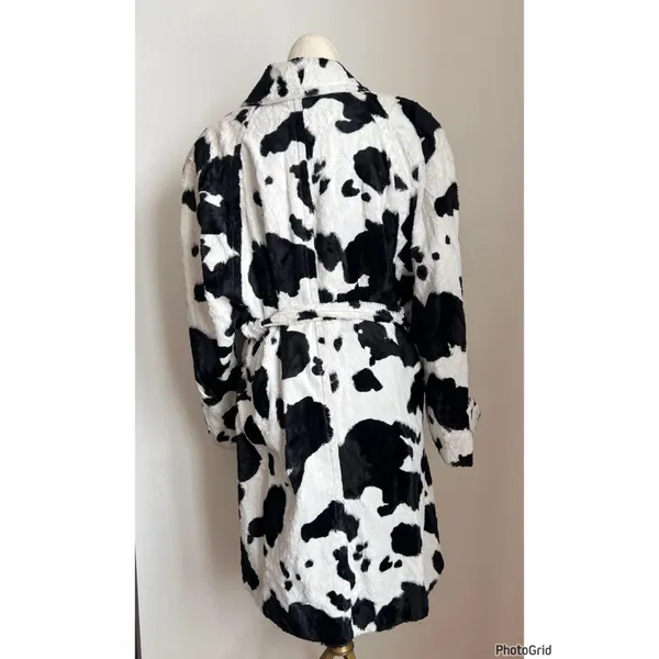 Vintage VTG Union Made Faux Fur Cow Print Coat - Image 2
