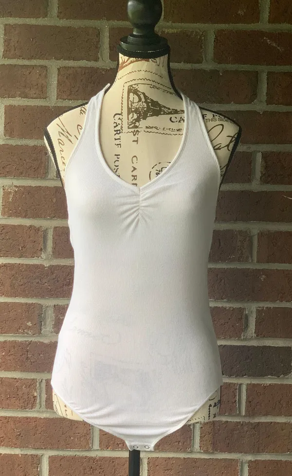 Hollister White Ribbed Halter Bodysuit - Image 2