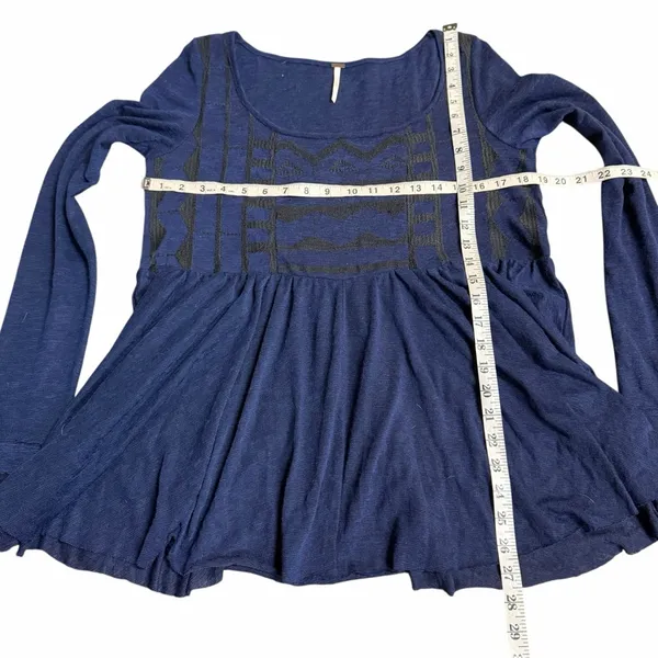 Free People Long Sleeve Babydoll Top Size Large - Image 6