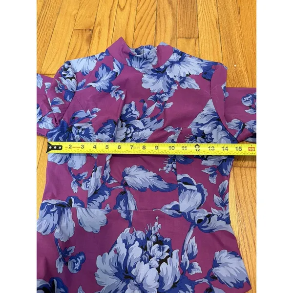 Maeve Anthropologie Purple‎ Floral Open Back Scallop Hem Dress Size 6 - Image 8