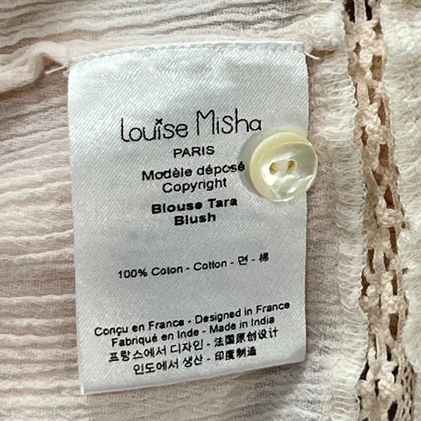 Louise‎ Misha Tara Blouse Blush Pink Cotton Lace Boho Victorian Top French Brand - Image 6