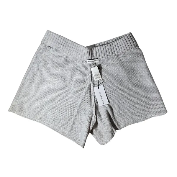 WeWoreWhat‎ Pull On Sweater Shorts L Gray Chunky Knit Drawstring Loungewear - Image 4