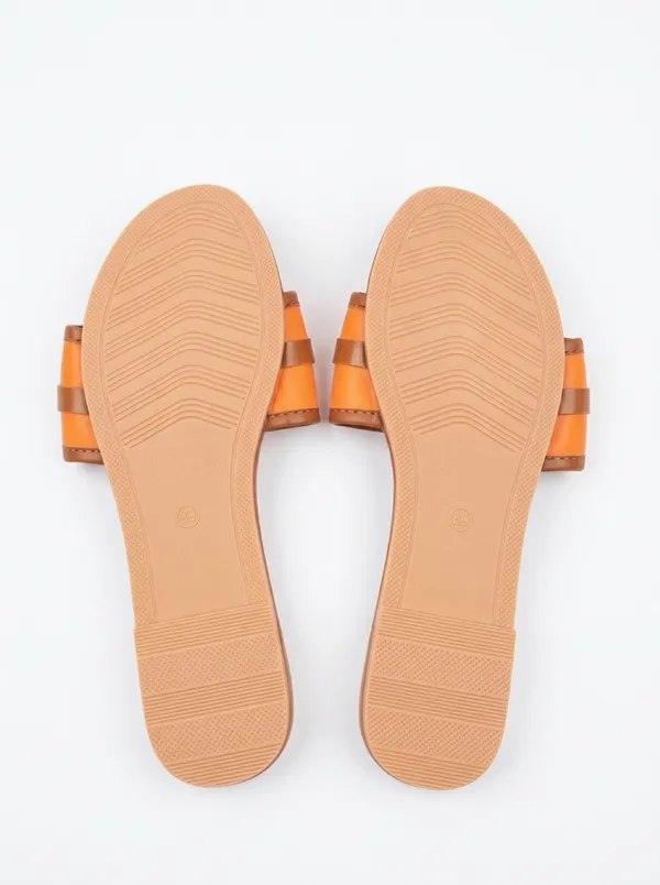 BAEAG Women's Orange Slide Sandals Size 9 - Image 3