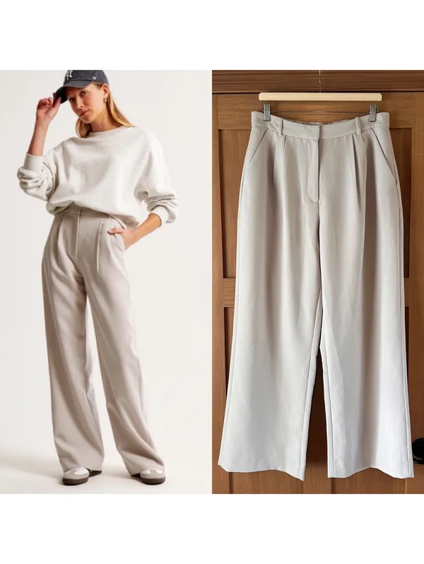 Abercrombie & Fitch Sloane Tailored Wide Leg Pants Trouser Beige Women’s 12/31 - Image 2