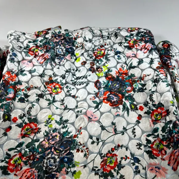 Maeve Anthropologie Burnout Velvet Silk Blend Floral Wrap Top Silver Grey‎ Large - Image 9