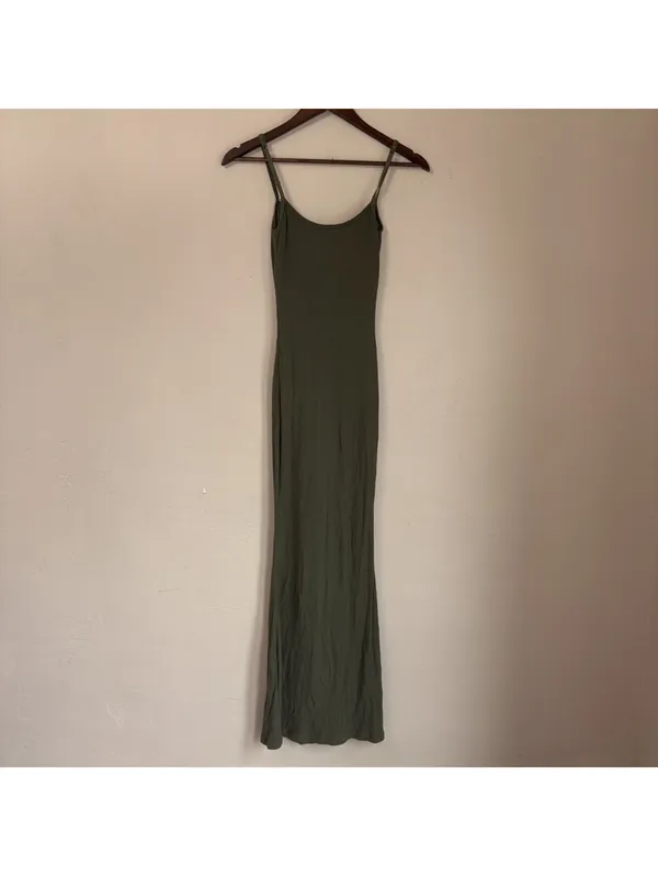 Popilush Shaping Maxi Dress Size XS Olive Green Square Neck Sleeveless - Image 5