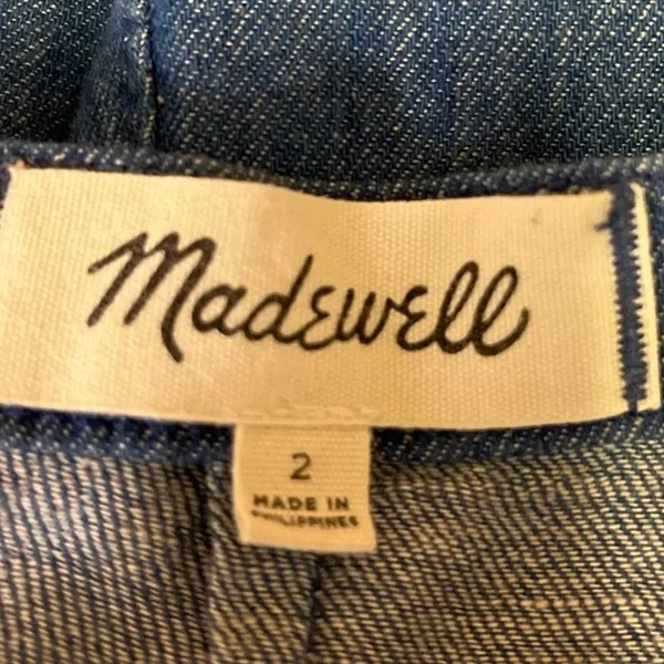 Madewell Women's Blue Denim Back Zip Closure A-Line Flare Mini Jean Skirt Size 2 - Image 4