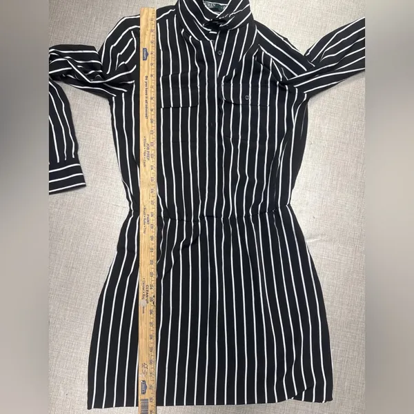 RALPH LAUREN 2 black white stripe shirt dress Long‎ Sleeve Tunic - Image 6