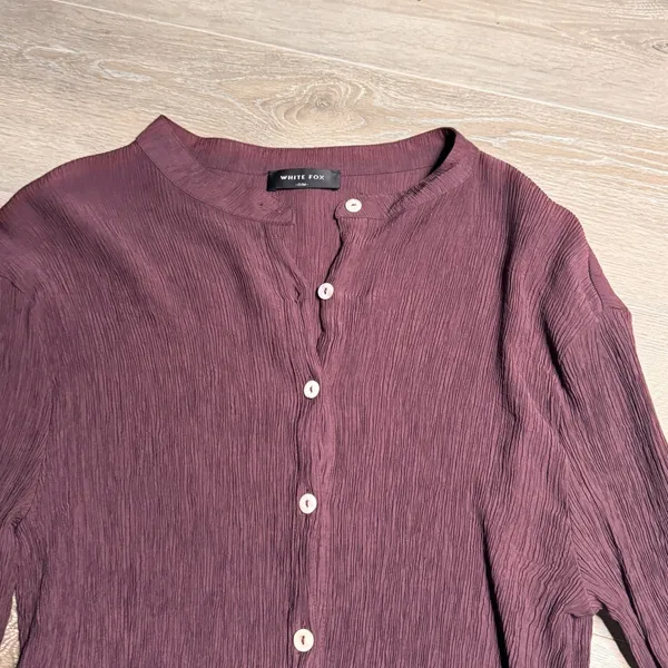 WHITE FOX Take Me Out‎ Textured Button Front Long Sleeve Blouse Top S/M Small - Image 3