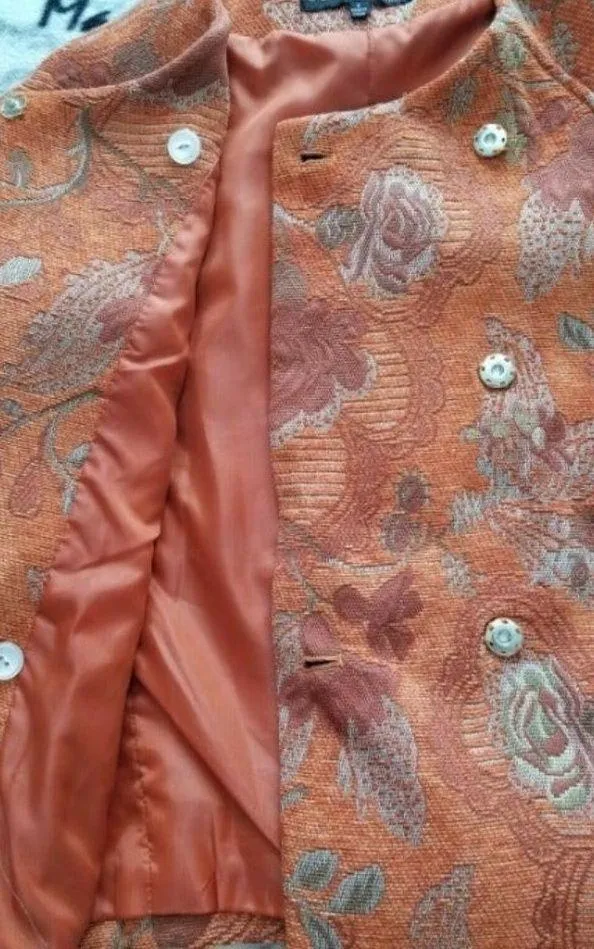 Collection By Harve Benard Women's Orange Tapestry Blazer Jacket Size 4 - Image 4