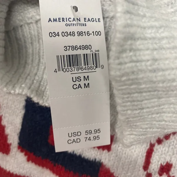American Eagle Sweater Womens M White Smiley Graphic‎ Mock Neck AE New - Image 4