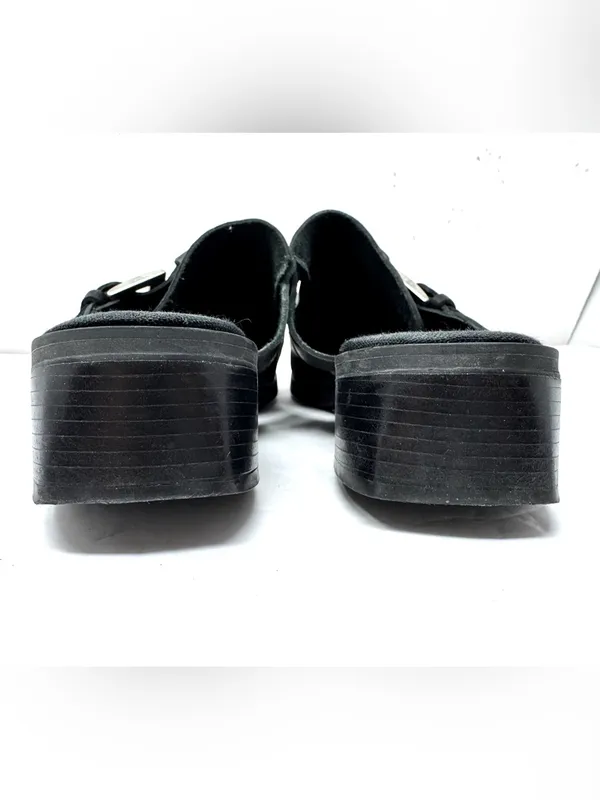 ENZO ANGIOLINI distressed black leather mules, size 8.5 - Image 9