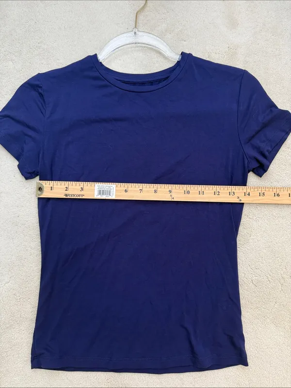 Abardsion Navy Blue Short Sleeve Crew Neck Slim Fit Fitted T-shirt Size Medium - Image 6