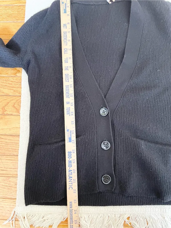 Kier + J Womens Black 100% Cashmere Cardigan Sweater Size Small Minimal Simple - Image 6