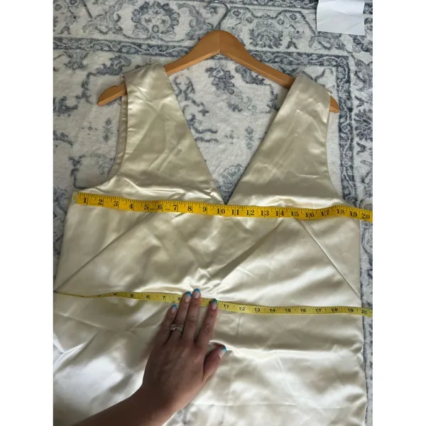 Abercrombie & Fitch Shift Bow-Back Mini Dress Ivory Size Large Tall Sleeveless - Image 8