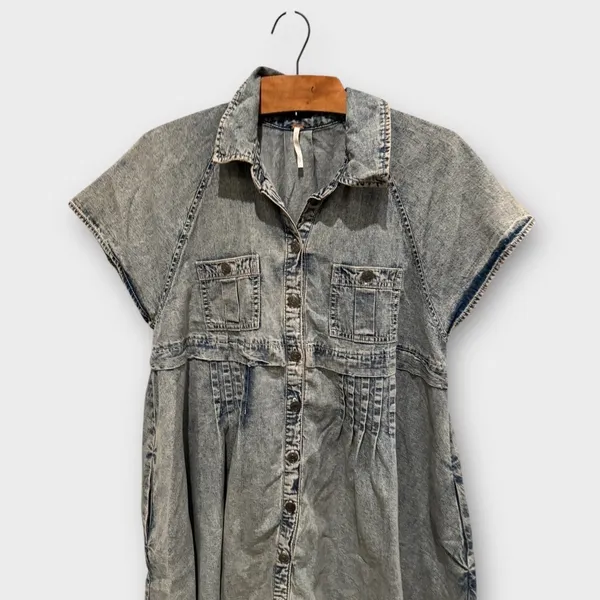 NEW Free People Ronnie Denim Dress Size Small - Image 7