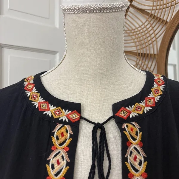 Stevie Hender Heavily Embroidered Open Shirt‎ Shacket S Boho Peasant Festival - Image 5