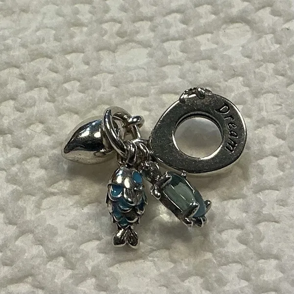 Pandora Fish Sea Turtle Conch Triple Dangle Charm 791697C01 S925 - Image 4