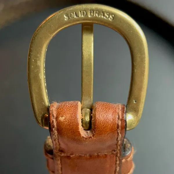 Vintage Women’s Leather Belt – Size 40 – Brown w/ Red Hues – Brass Buckle - Image 4