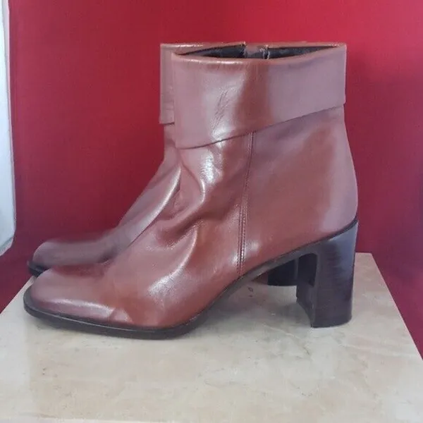 Enzo Angiolini Brown Ankle Boots High Heel Chunky Heel - Size 7 M - Image 3