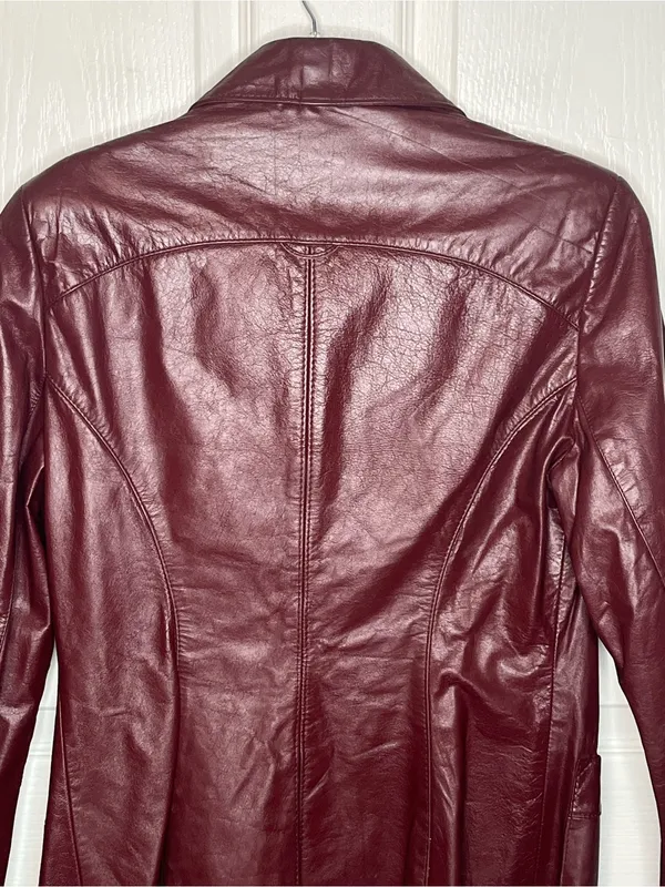 Etienne Aigner Vintage Oxblood Leather Blazer Style Jacket 80s Sz 14 - Image 8