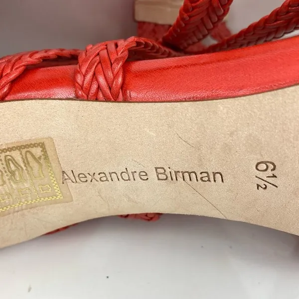 ALEXANDRE BIRMAN Red Woven Strappy Leather Heels Sandals - Size 6.5 - Image 10