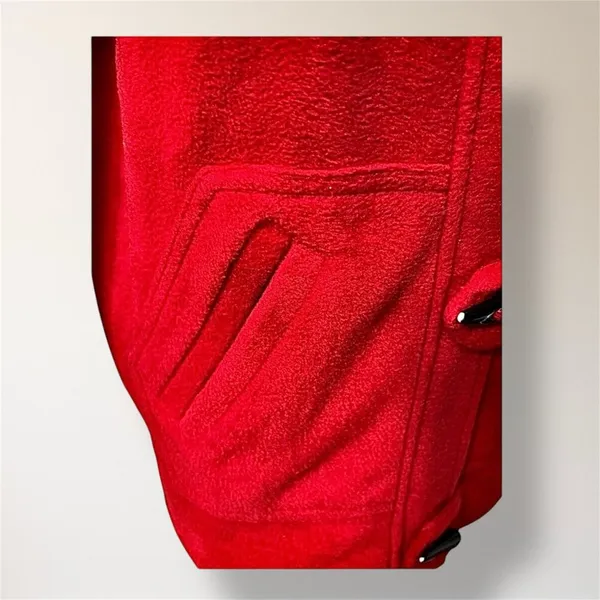 Dressbarn L Red Fleece Toggle Button Jacket Mock Neck Pockets‎ Cozy Outerwear - Image 7
