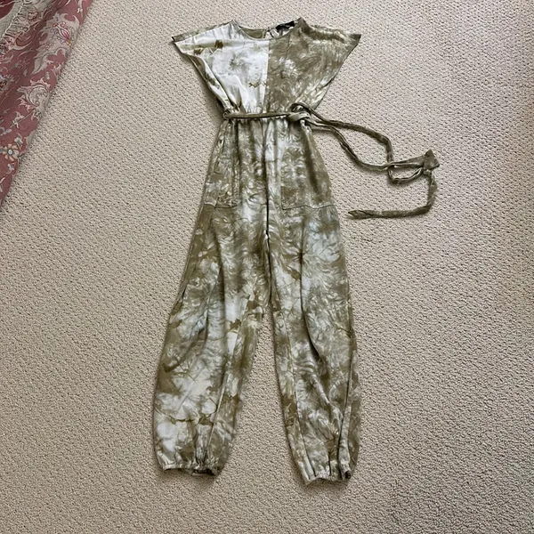 Lulus 100% Cotton Olive Green Tie-Dye Short Sleeve Jumpsuit - Image 7