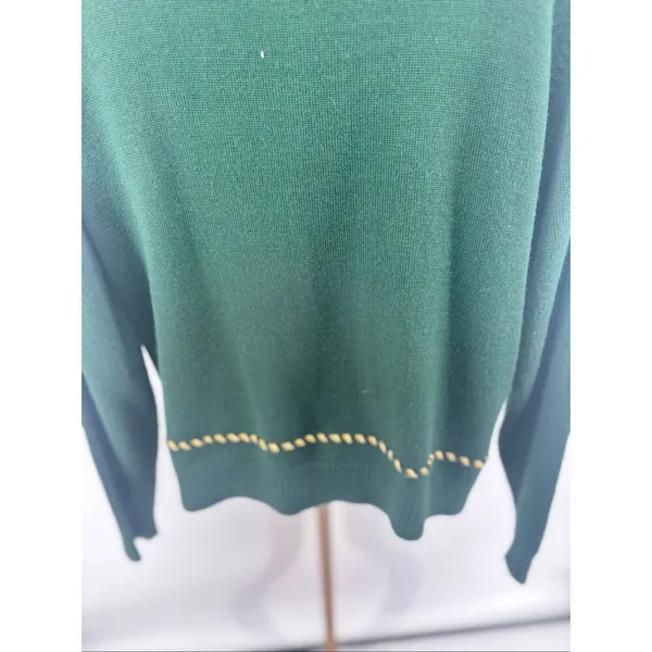 Pendleton Vintage Cardigan Sweater Green Gold Whipstitch Crest Buttons Size S - Image 12