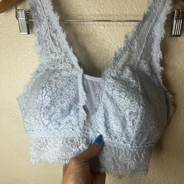 Aerie light blue lace V neckline plunge bralette NEW XL - Image 3