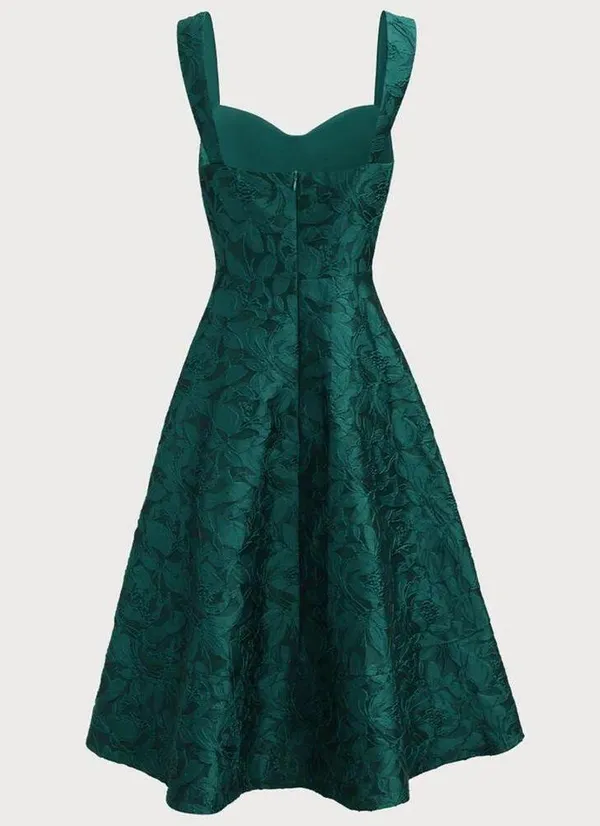 RIHOAS Green Sweetheart Neck Jacquard Midi Dress XS - Image 6