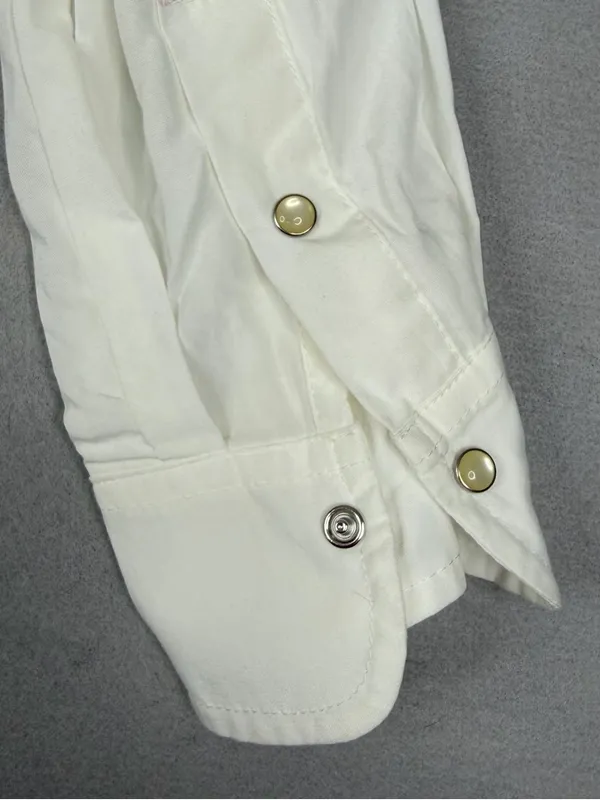 NWT Dear John Ayla Blouse Womens S White Ruffle Pearl Snap Western Prairie Top - Image 4