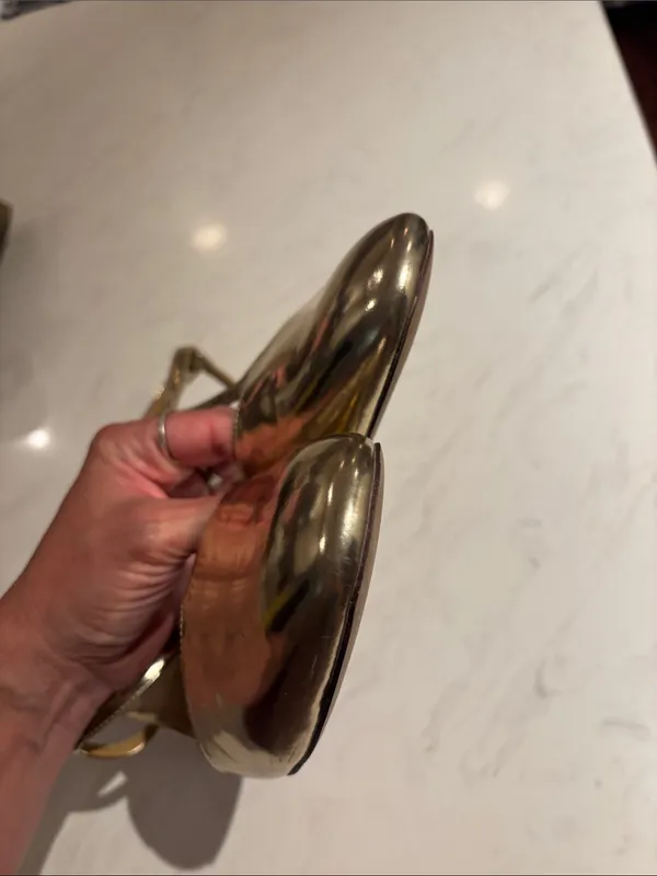 J. Crew Gold Metallic T-Strap Women’s Heels - Image 3