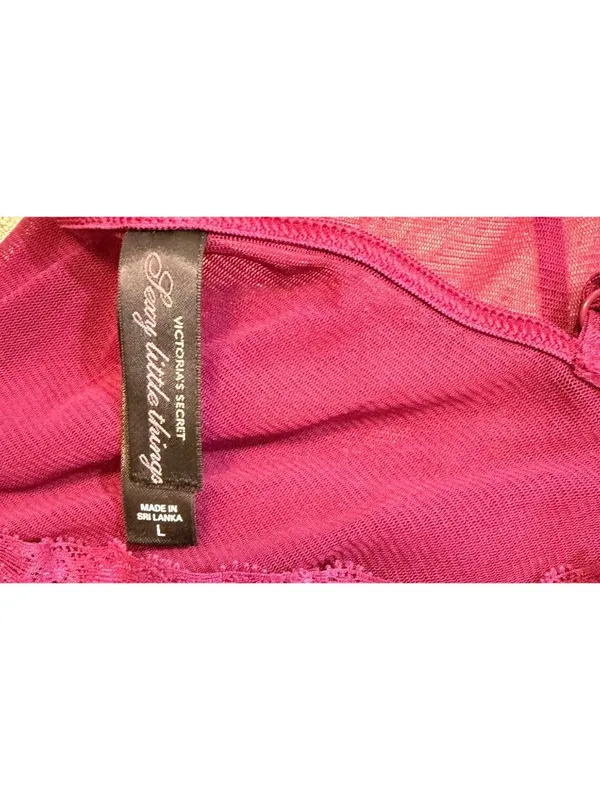 Victorias Secret Sexy Little Things Sheer Mesh Lace Cami Magenta VTG L - Image 3