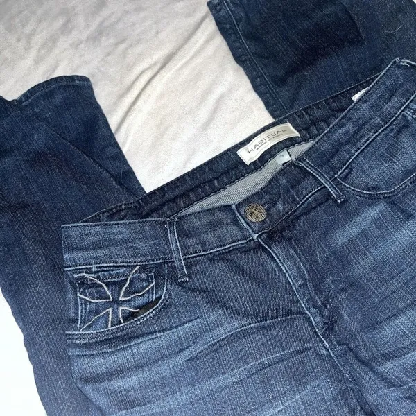 Habitual Gryphon Mini Boot Jeans Sz 28 Celtic Cross Pocs Dark MSRP $170 - Image 6