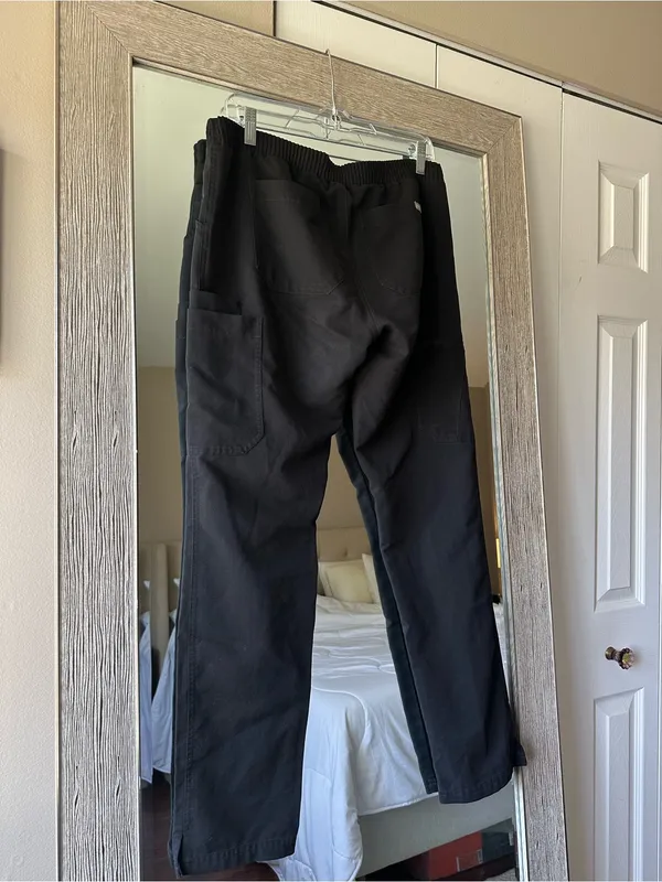 FIGS Technical Collection Black Scrub Pants Drawstring Waist Twill Size Small - Image 2