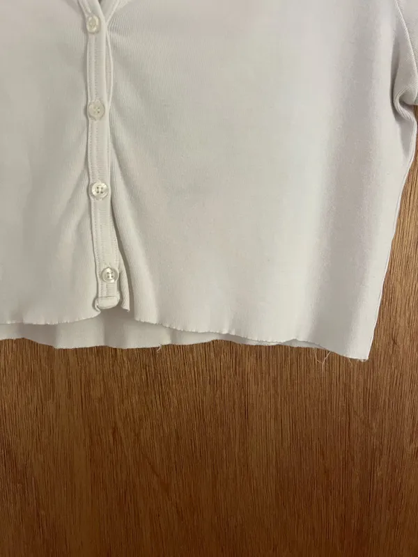 Brandy Melville white basic crop button up tee - Image 6