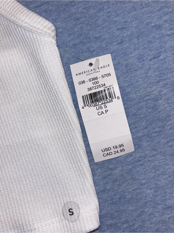 American Eagle Outfitters White Ribbed High-Neck Crop Top - Image 2