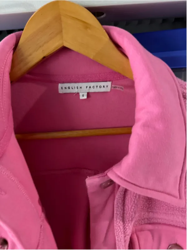 Women's English Factory Pink Fleece Teddy Jacket Size S - Image 5