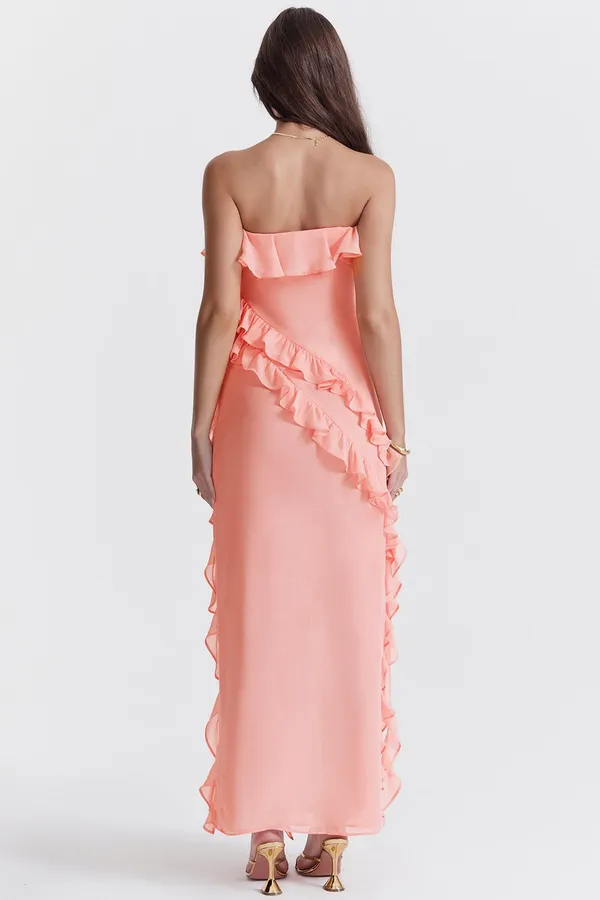 House Of CB Sarina Apricot Ruffle Maxi Dress - Image 9