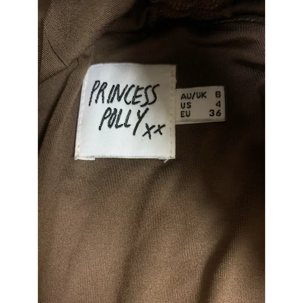 Princess Polly 4 Brown Cutout Halter Flare Jumpsuit Y2K Festival Going Out - Image 4