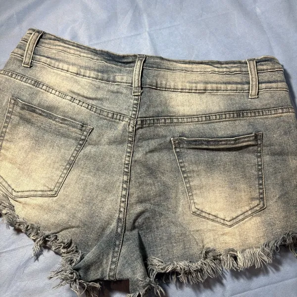Source Unknown Light Blue Frayed Jean Shorts - Image 15