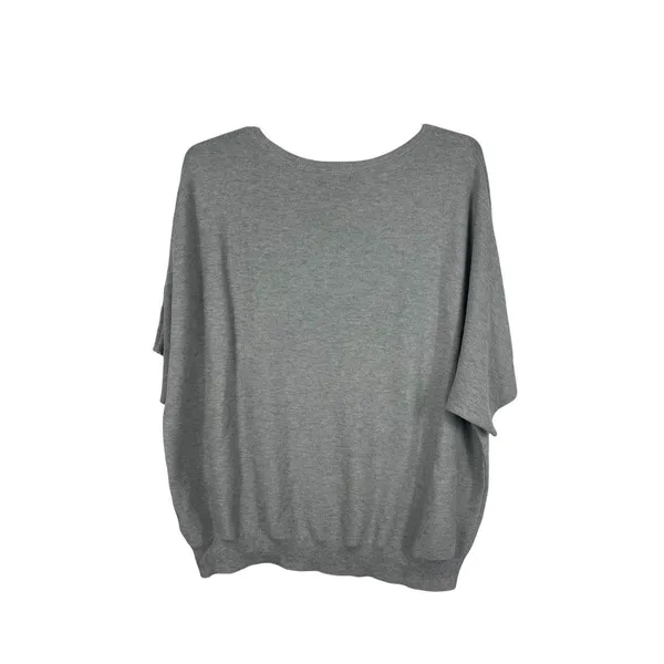 Quince Womens XL Gray Cotton Cashmere Blend Relaxed Short Sleeve Sweater NWT - Image 2