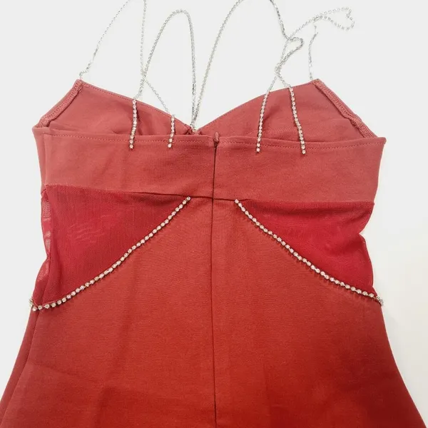 Superdown Jaxie Diamond Mini Dress in Rust XS - Image 7